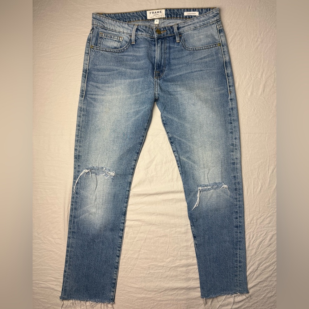 Frame Denim Le Grand Garçon Light Blue Cropped Jeans 26‎